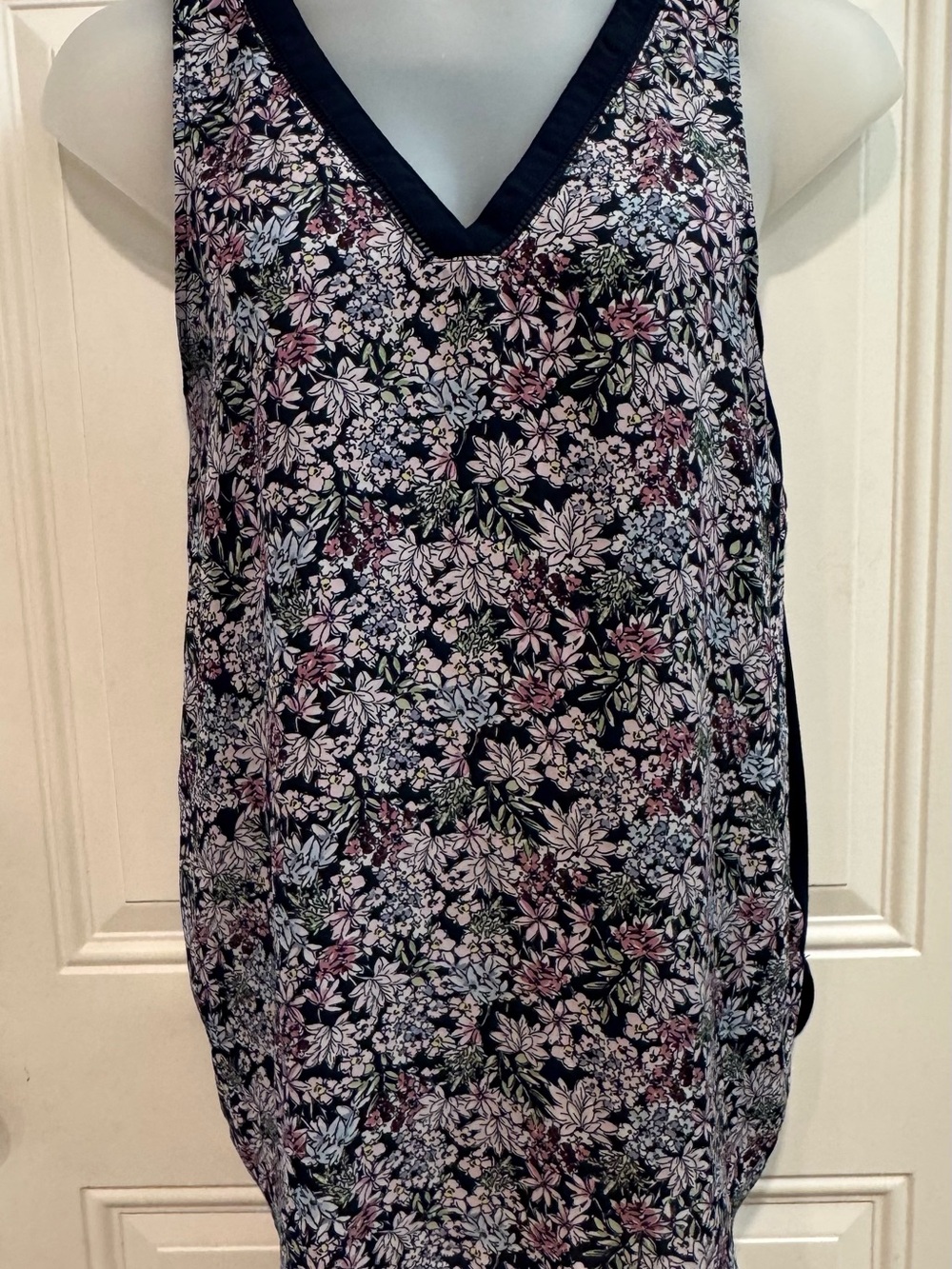 Maurices Navy Floral V-Neck Camisole with Pink and White Blooms